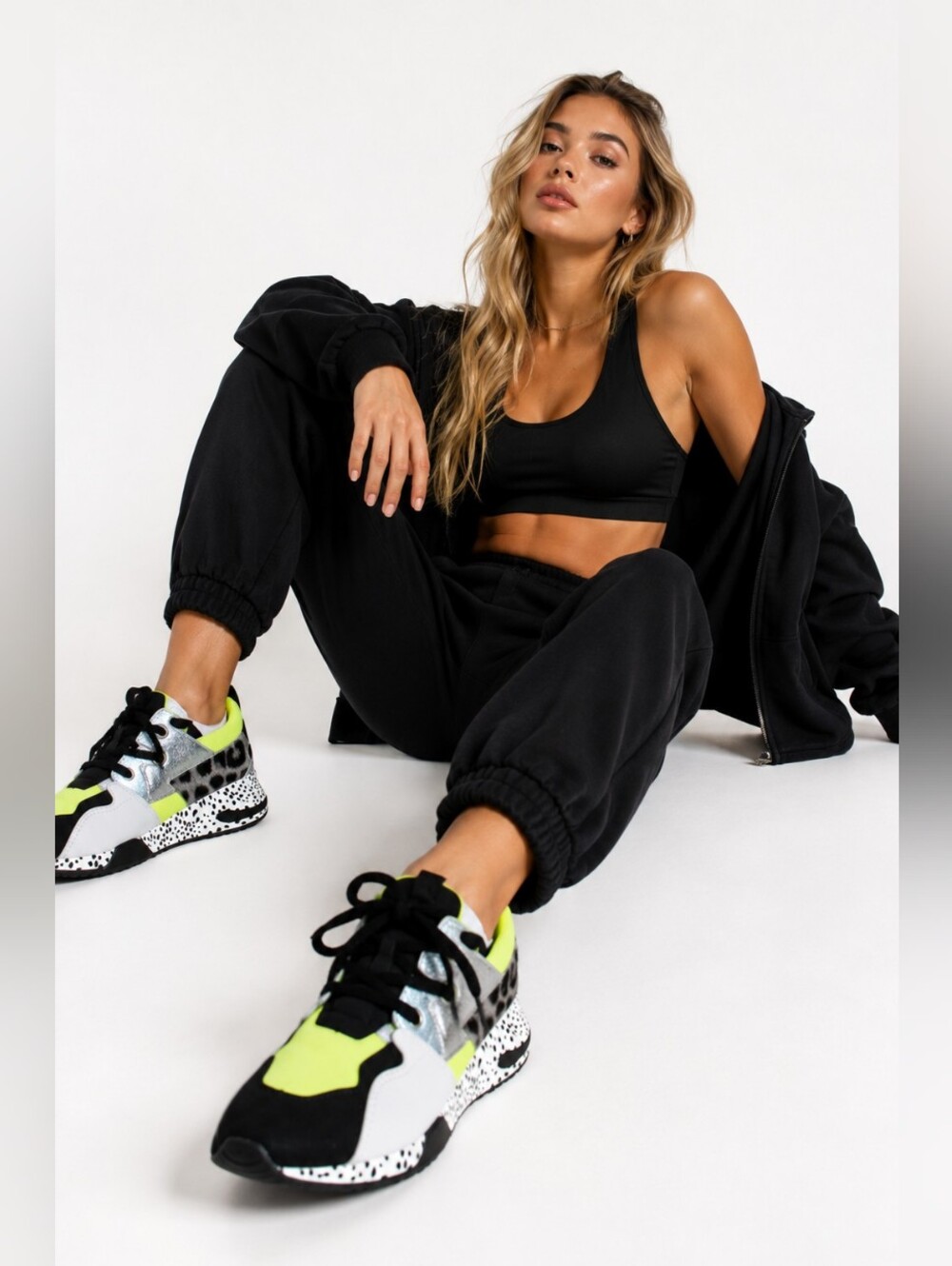 Steve Madden Neon Yellow Black Chunky Sneakers, Women’s 11